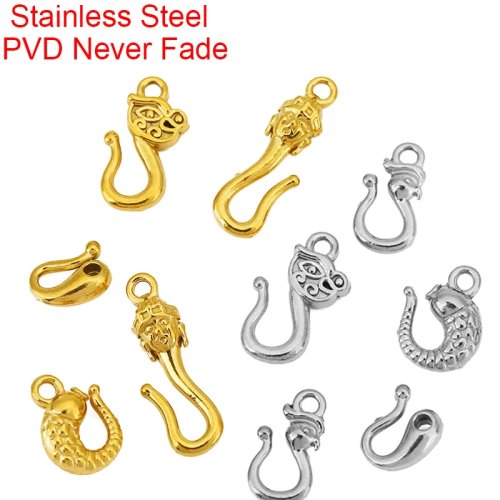 10 pezzi chiusure/ganci per collana in acciaio inox con rivestimento PVD anti-sbiadimento, terminali/connettori per bracciali fai-da-te - componenti per gioielli