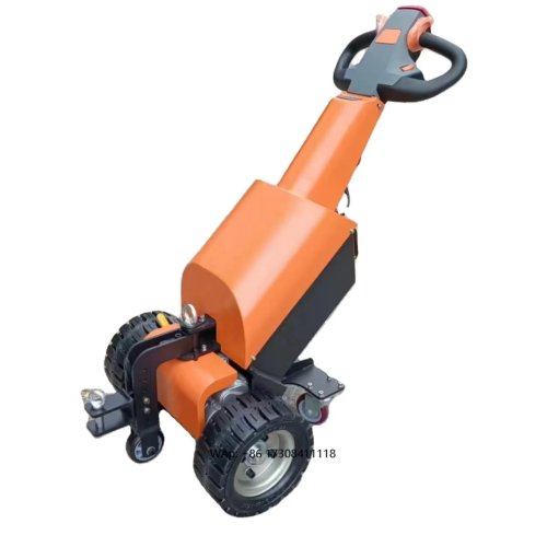 Mini electric tow tractor, 1‑ton capacity, lithium battery, multiple interchangeable attachments — alternative to a manual pallet truck