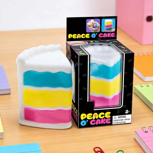 Squishy NeeDoh 'Peace Cake' – juguete sensorial antiestrés con sonido, ideal para oficina