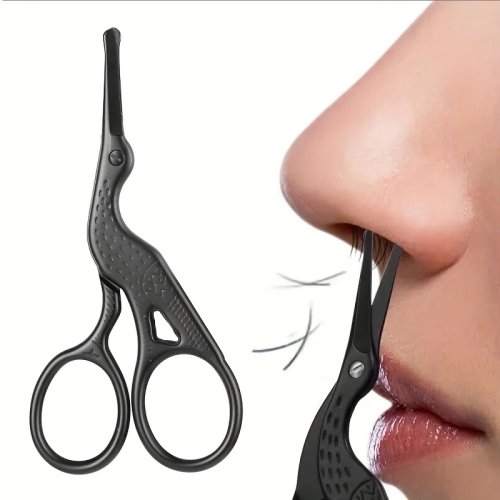 Round-tip Stainless Steel Nose & Ear Hair Scissors (Stork Style) — Safe grooming scissors for eyebrows, nose, ear hair and beard