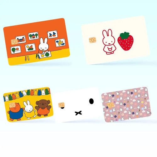 Pegatinas para tarjeta de crédito Miffy anime — vinilos estilo lienzo con motivo manga, adhesivos para fundas de tarjeta