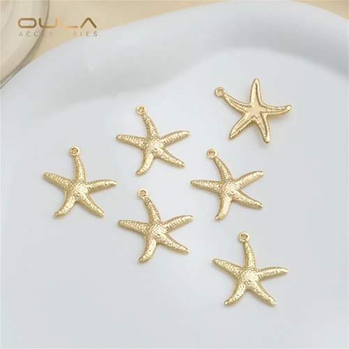 Colgante bañado en oro 14K – delfín, concha, estrella de mar, elefante, pez payaso, caballito de mar – para bisutería DIY (1 pza)
