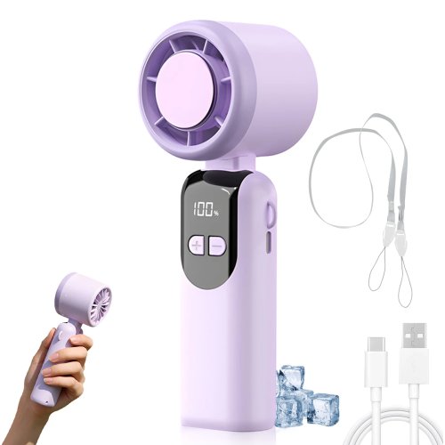 مروحة محمولة قابلة للشحن 2400mAh، قابلة للطي، 5 سرعات - يدوية أو توضع حول العنق، مثالية للسفر والنشاطات الخارجية