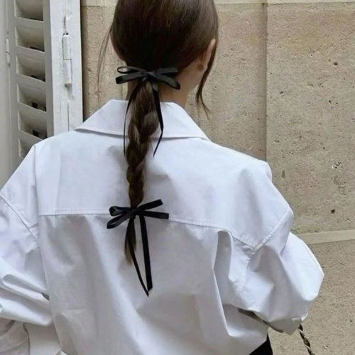 Jepit rambut pita bergaya balet dengan ekor panjang — barrette sutra Prancis, aksesori rambut wanita elegan untuk sehari-hari