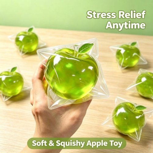 Bóng giảm stress hình táo — siêu mềm, mật độ cao, đàn hồi chậm, đồ chơi cảm giác có âm thanh, phụ kiện thư giãn để bàn làm việc