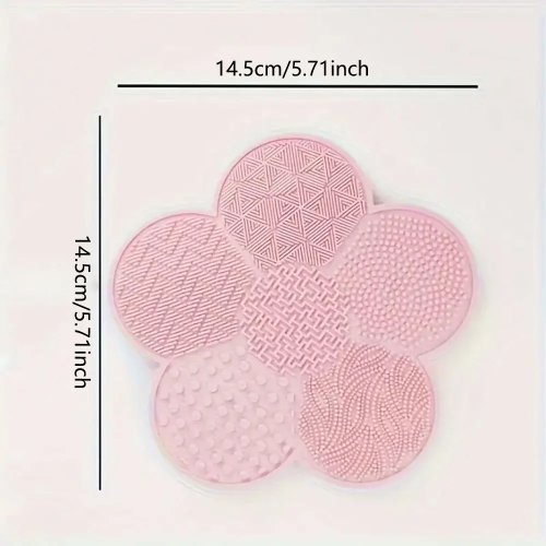Alfombrilla limpiadora de brochas de maquillaje de silicona en forma de flor, portátil con ventosa