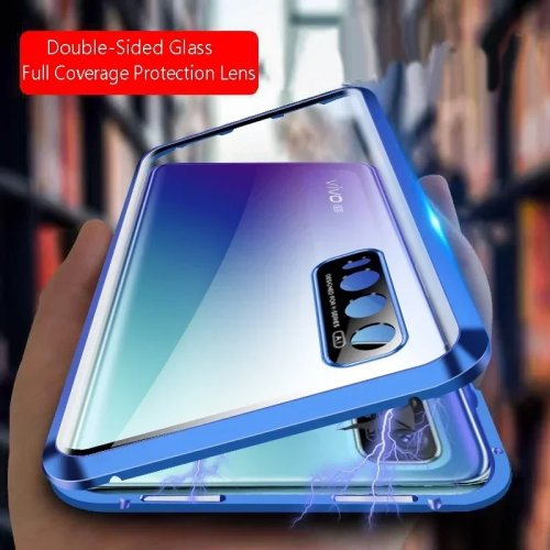 Coque magnétique double face en verre trempé avec protection d'objectif pour Vivo V60 / V50 / V30 / V27e / V40 Pro / V29 Lite 5G / V70 Elite