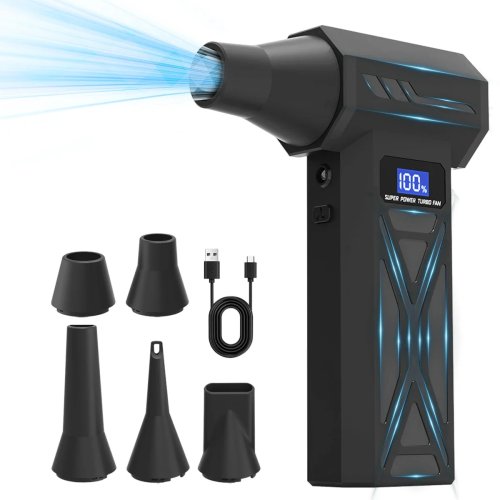 Souffleur d'air sans fil P70 110 000 tr/min, 4 vitesses réglables, mode turbo, éclairage LED et affichage niveau batterie