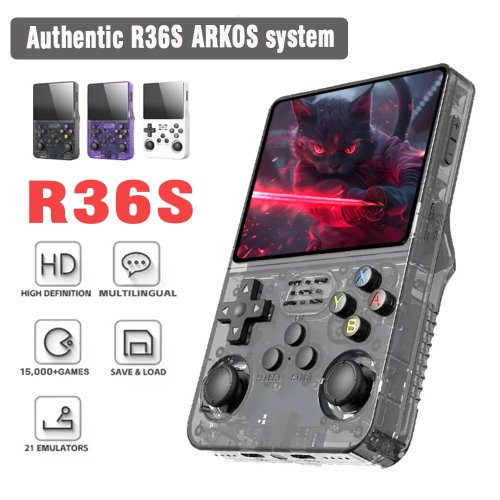 Console portable rétro ARKOS R36S – Linux, écran IPS 3,5 pouces, lecteur vidéo, 64/128 Go