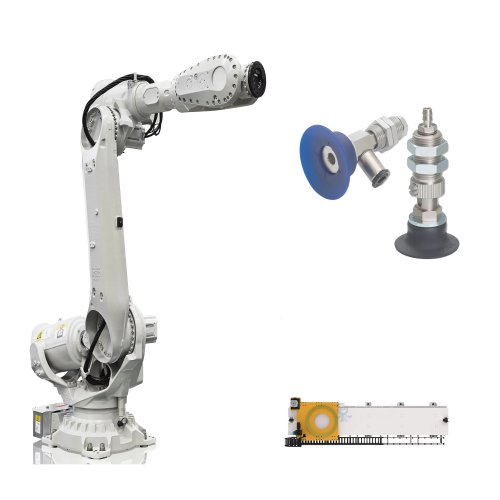 Cánh tay robot công nghiệp 6 trục chịu tải 200 kg, kèm đầu kẹp (gripper) cho xếp pallet tự động