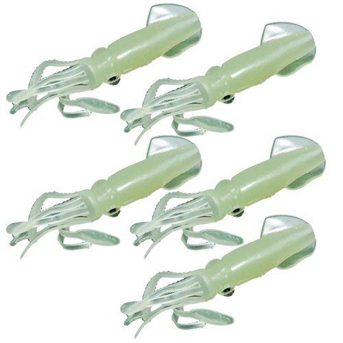 Lot de 5 jupes calamar souples 11 cm phosphorescentes - leurres de pêche