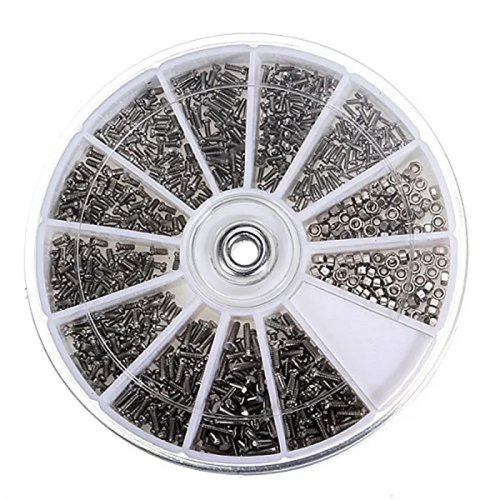 600/1000 stuks Kleine Schroeven & Moeren Set – vernickeld ijzer, assorti voor brillenreparatie en doe‑het‑zelf