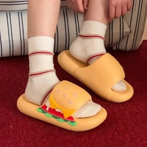 Klapki 3D hamburger EVA — zabawne, miękka gruba antypoślizgowa podeszwa, unisex