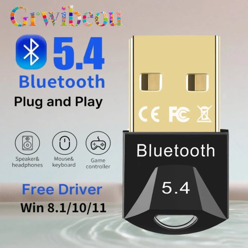Dongle Bluetooth USB 5.4/5.3/5.1/5.0 untuk PC — Receiver untuk speaker, mouse, keyboard, transmitter audio