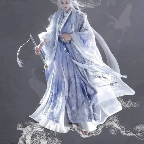 Blusa Hanfu moderna para mujer — cosplay/fiesta, morado, cuello cruzado y mangas amplias (versión mejorada)