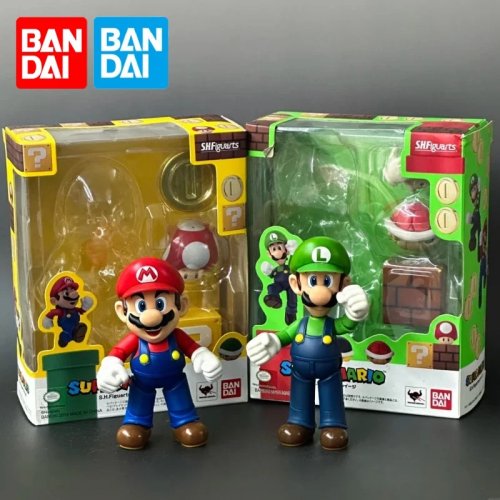 Bandai S.H.Figuarts Super Mario – Action Figure Luigi/Yoshi/Bowser, Mainan koleksi & hadiah untuk anak dan kolektor