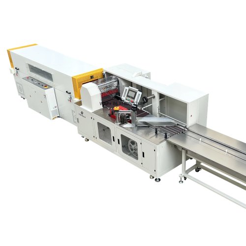 Machine d'emballage thermo-rétractable horizontale automatique à scellage latéral pour barres chocolatées, gâteaux, gaufrettes, biscuits, mini-boîtes de savon et plateaux de fruits/légumes