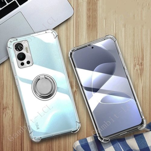 Infinix Hot 12 (2022) X6817 6.82インチ用 ソフトTPUケース 背面リングホルダー付き