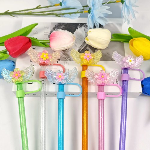 Cache-paille anti-poussière double couche motif fleur et ailes d'ange