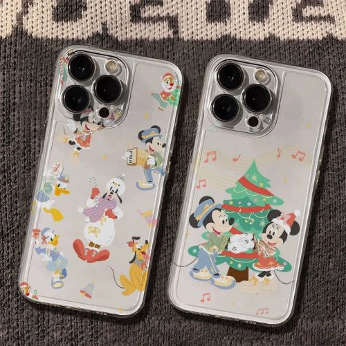 Custodia natalizia Mickey & Minnie pupazzo di neve per iPhone 11–17 (incl. Pro/Max/Plus) — cover antiurto, set coppia