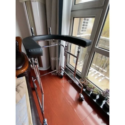Walker penopang lengan bawah 4 kaki dengan sandaran lengan — alat bantu jalan rehabilitasi untuk orang dewasa