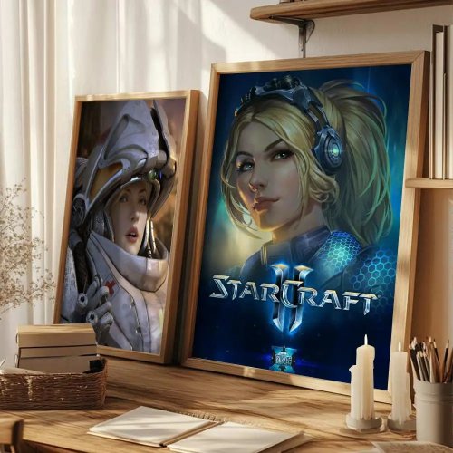 Tela StarCraft – Poster de jogo de estratégia em estilo caligrafia, decoração de parede moderna para sala e corredor