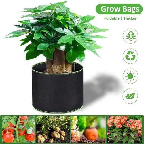 Tas tanam dari felt dengan gagang 1/3/5/7/10 galon — pot kain dapat pakai ulang untuk berkebun