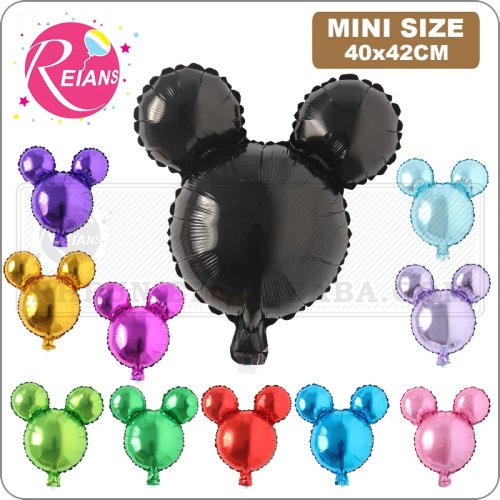 Ballons aluminium (foil) en forme de tête de souris, couleur unie — déco anniversaire enfant et décoration de mariage