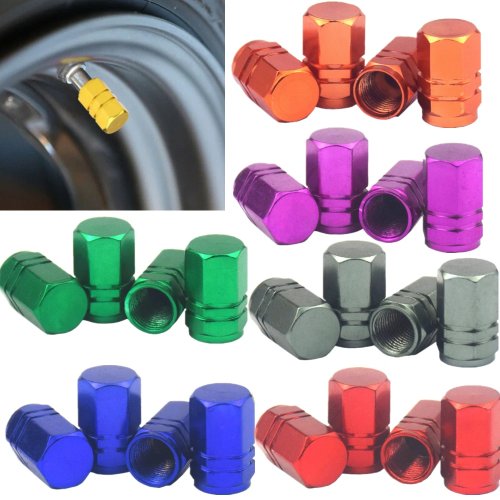 4pcs Aluminum Tire Valve Stem Caps — Valve Covers for Car & Motorcycle Wheels