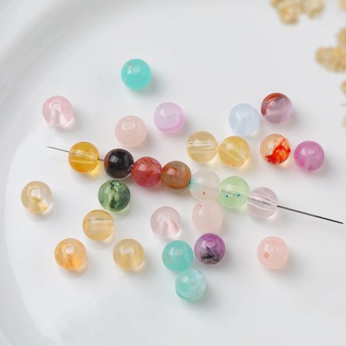 Lot de 20 perles intercalaires acryliques rondes 8 mm multicolores, en vrac, pour bracelet et collier DIY