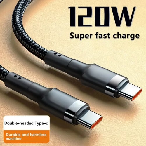 Cable USB-C a USB-C 120W PD carga rápida — Cable de carga de alta calidad compatible con iPhone (USB-C), Xiaomi 17/17 Plus/17 Pro/Max y Samsung S24