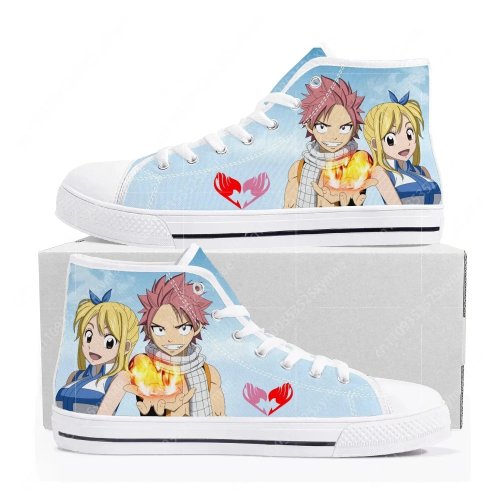 Tenis altos de lona Anime Fairy Tail Natsu Dragneel – Tenis unisex para pareja, personalizables