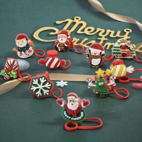 Penutup/case pelindung sedotan motif Natal