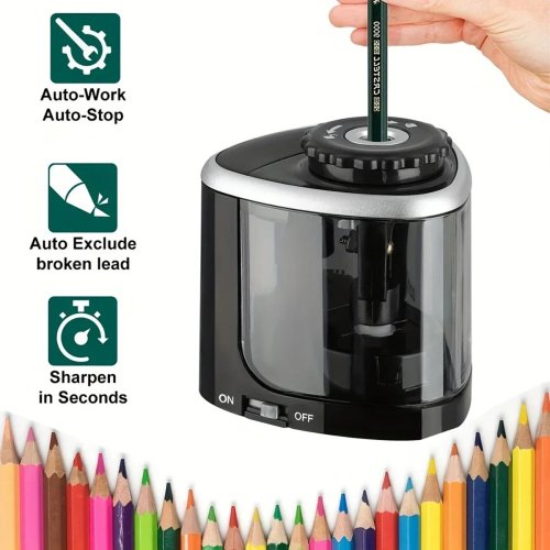 Elektrischer automatischer Spitzer (Tischgerät) für Bleistifte 6–8 mm - für Schule & Büro