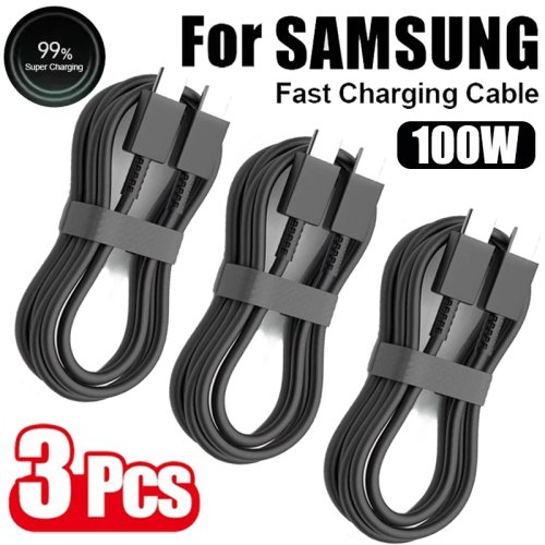 Pack 3 cables USB-C a USB-C 100W PD carga rápida para Samsung Galaxy S22/S23/S24/S25/A53/A54/Note/Ultra