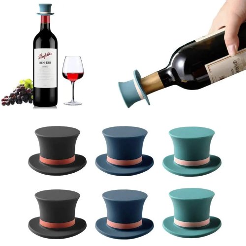 Tampão de silicone para garrafa de vinho 'Magic Hat' – vedante tipo rolha reutilizável