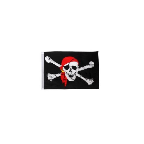 Bandeira pirata Jolly Roger grande com caveira e ossos cruzados, com ilhós para pendurar — sem mastro