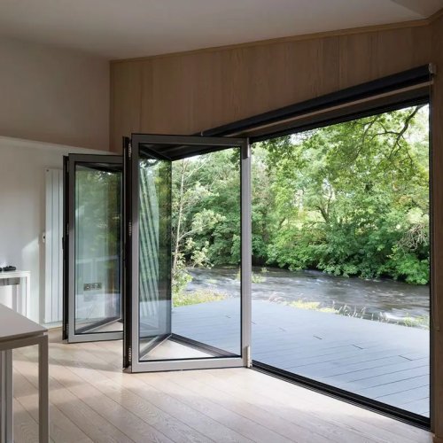 Aluminium double‑glazed bi‑fold (accordion) glass door for balcony — 2.0mm, exterior residential