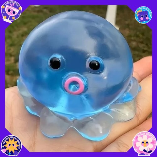 Mainan Squishy Gurita Laut — Mainan Tekan Anti‑Stres, Memantul Lambat, Bisa Ditarik, Mainan Sensorik & Hadiah Dekompresi