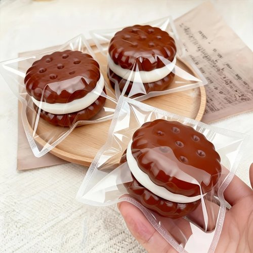 Squishy Biscoito Sanduíche com Música — Retorno Lento, Brinquedo Anti-stress Macio e Portátil, Mini Brinquedo Sensorial para Crianças, Presente para Festas e Aniversários