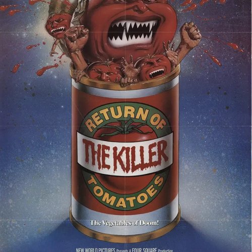 ملصق حريري لفيلم "Return of the Killer Tomatoes" (1988) — ديكور حائط، هدية