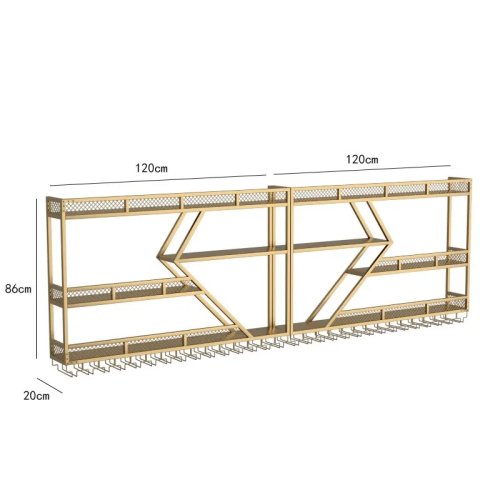 Botellero de pared metálico con soporte para copas – estantería para botellas para hogar y comedor