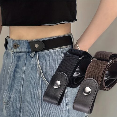 Ceinture élastique sans boucle invisible, tressée et sans couture, réglable, unisexe pour jean