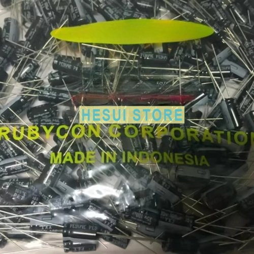 Condensador electrolítico Ruby 100 µF 35 V (6,3×11 mm) serie YXJ — baja impedancia (ESR), para alta frecuencia, larga vida útil