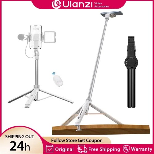 Ulanzi TT88 1,44 м селфи-палка/штатив для телефона с магнитным зажимом и беспроводным пультом — выдвижной штатив для стримов и влогов