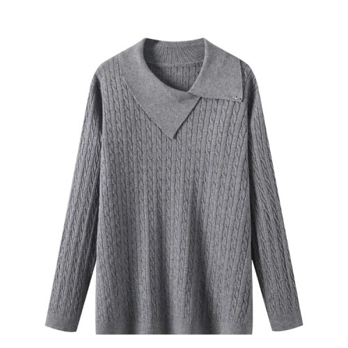 Top/pull en maille manches longues grande taille, style casual — coupe ample et flatteuse pour femme ronde, idéal pour début de printemps