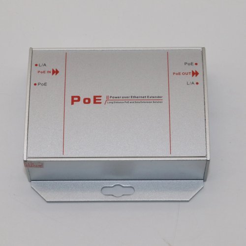 PoE Extender 2 porte 100 Mbps compatibile IEEE 802.3af (1 ingresso + 1 uscita) 200 m per telecamera IP / NVR / AP wireless