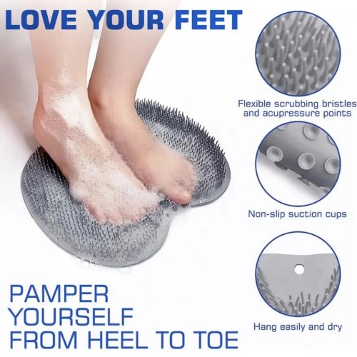 Alfombrilla exfoliante de silicona para pies, limpiador y masajeador antideslizante para ducha con ventosas