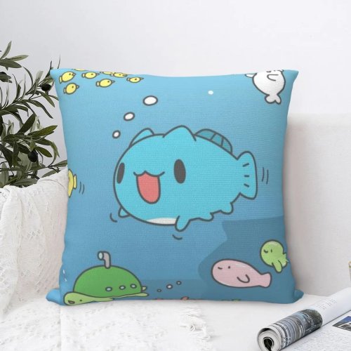 Funda de cojín Bugcat Capoo, gato azul de seis patas, funda decorativa impresa 45x45 cm, varios tamaños