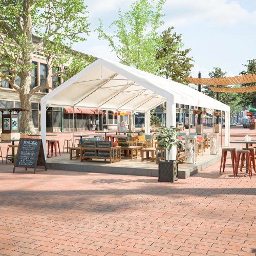 Carpa para fiestas 9,9×4,9×3,38 m (389×192×133 in) resistente, estructura de acero galvanizado, contra viento y lluvia, para jardín, festivales y conciertos